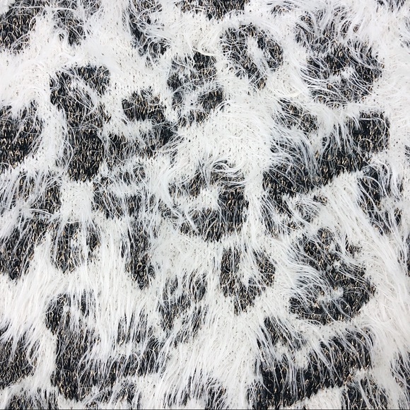 2/$10 Fuzzy White Leopard Print Christmas Sweater - Picture 2 of 6